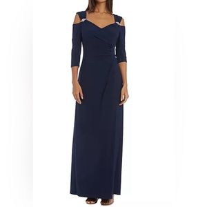 Long gown with 3/4 sleeves & rhinestones